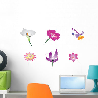 Wild Flowers Illustration Wall Decal shown on a wall