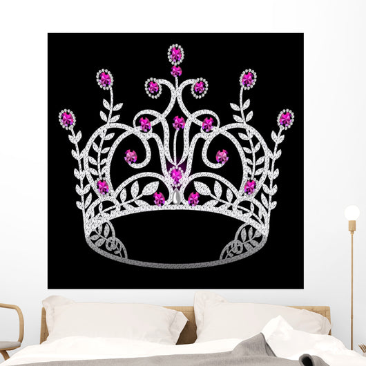 Crown with Purple Gems Wedding Wall Decal
