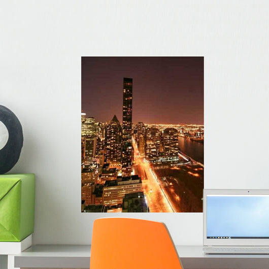 New York Skyline Night Wall Decal