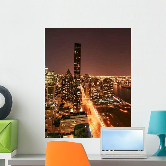 New York Skyline Night Wall Decal