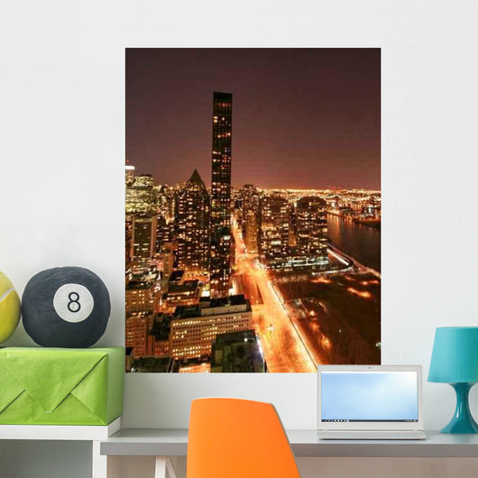 New York Skyline Night Wall Decal