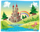 Panorama with Castle Cartoon Wall Decal