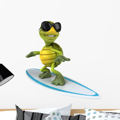 Fun Turtle Wall Decal shown on a wall