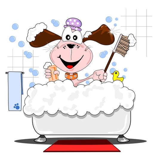 Cartoon Dog Having Bath Wall Decal