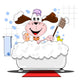 Cartoon Dog Having Bath Wall Decal