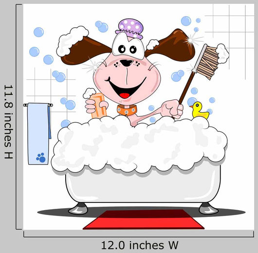 Cartoon Dog Having Bath Wall Decal