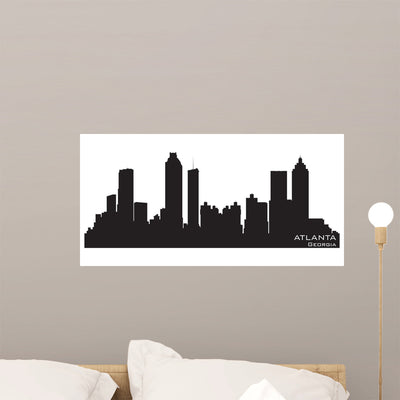 Atlanta Georgia Skyline Detailed Wall Decal shown on a wall