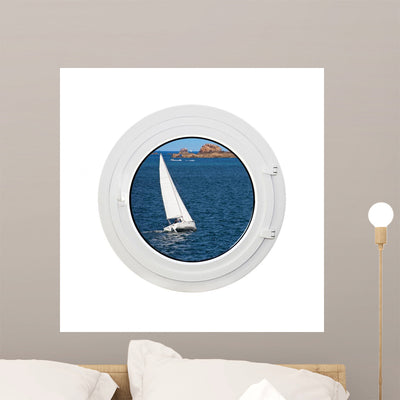 Window Sea and Sailing Wall Decal shown on a wall