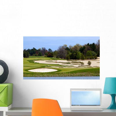 Golf Course Hole Wall Decal shown on a wall