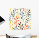 Seamless Colorful Floral Silhouette Pattern Wall Decal
