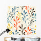 Seamless Colorful Floral Silhouette Pattern Wall Decal