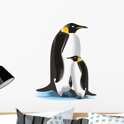 Penguins Wall Decal shown on a wall