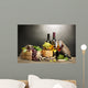 Wine Barrel Bottles and Glasses on a Table Wall Decal