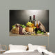 Wine Barrel Bottles and Glasses on a Table Wall Decal
