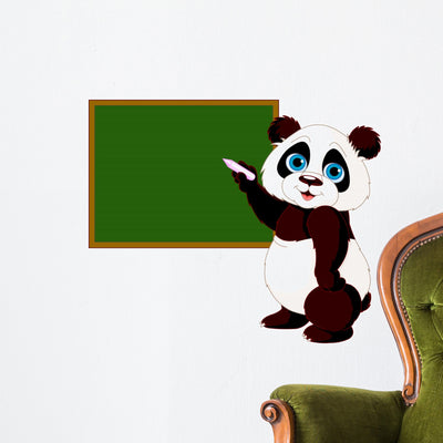Panda Writing Blackboard Wall Decal shown on a wall