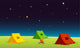 Three Cartoon Tents Under Stars Wall Decal
