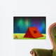 Cartoon Tent Under Northern Lights Wall Decal