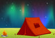 Cartoon Tent Under Northern Lights Wall Decal