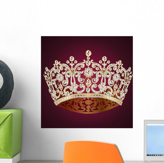 Gold Crown Wedding Wall Decal