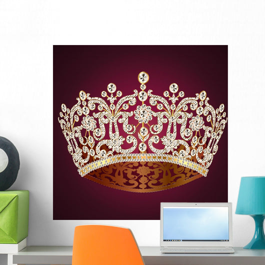 Gold Crown Wedding Wall Decal