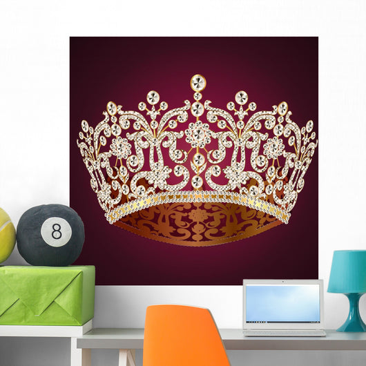 Gold Crown Wedding Wall Decal
