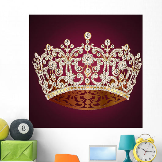 Gold Crown Wedding Wall Decal