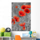 Red Poppies on Black and White Background - Vertical Wall Decal