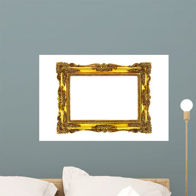 Baroque Picture Frame White Wall Decal shown on a wall