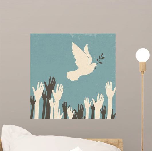 Group Hands and Dove Wall Decal