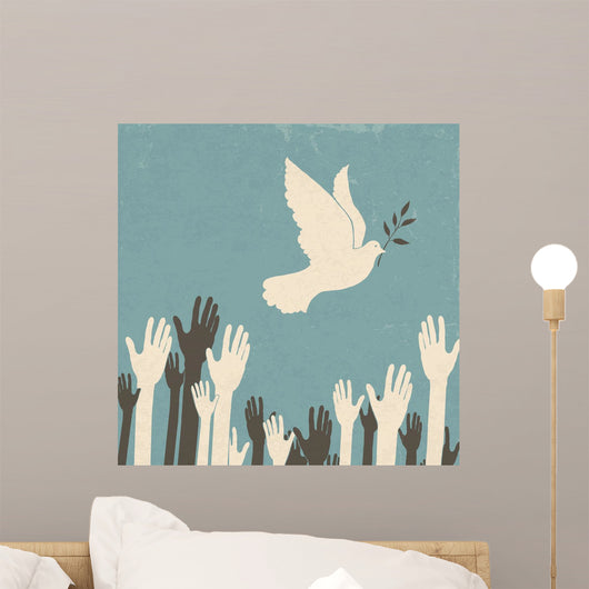 Group Hands and Dove Wall Decal