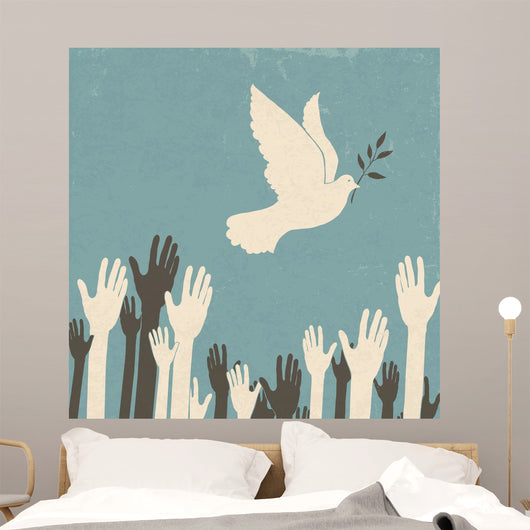 Group Hands and Dove Wall Decal
