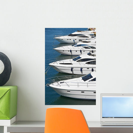 White Motor Yacht over Wall Decal