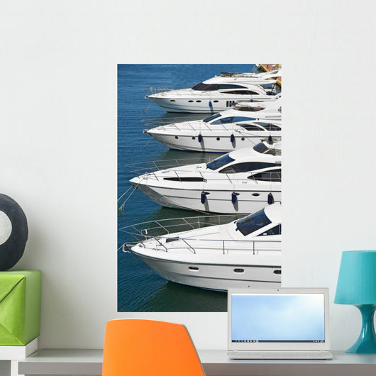 White Motor Yacht over Wall Decal