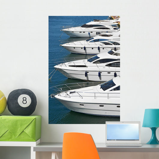 White Motor Yacht over Wall Decal