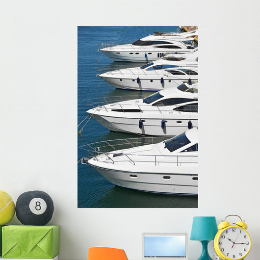 White Motor Yacht over Wall Decal
