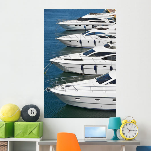 White Motor Yacht over Wall Decal