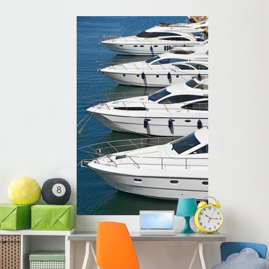 White Motor Yacht over Wall Decal