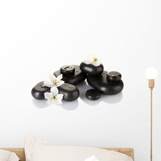 Black Spa Stones with Wall Decal
