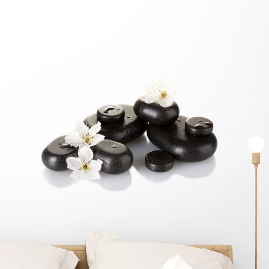 Black Spa Stones with Wall Decal