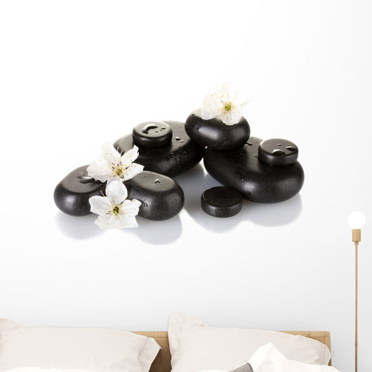 Black Spa Stones with Wall Decal