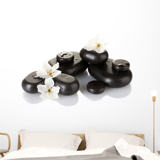 Black Spa Stones with Wall Decal
