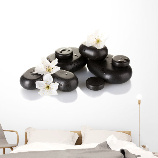 Black Spa Stones with Wall Decal