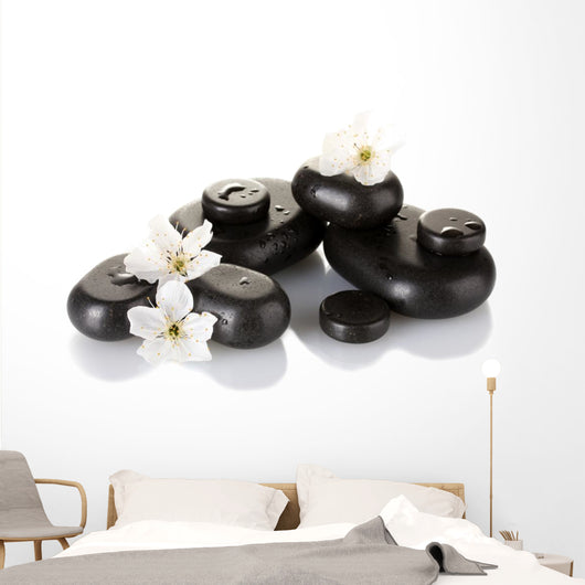 Black Spa Stones with Wall Decal