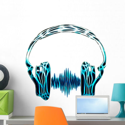 Headphone Audio Wave Wall Decal shown on a wall