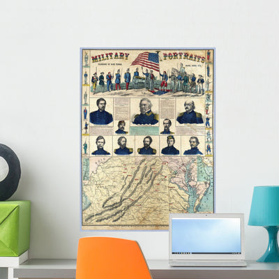 Us Civil War Map Wall Decal shown on a wall
