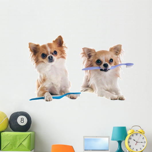 Chihuahuas and Toothbrush Wall Decal