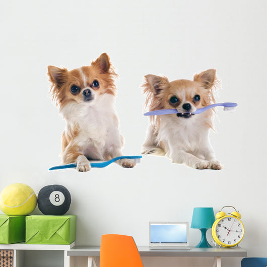 Chihuahuas and Toothbrush Wall Decal