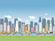 Colorful Cartoon City Landscape Wall Decal