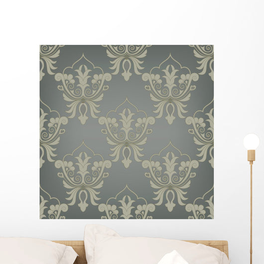 Seamless Dark Damask Pattern Wall Decal