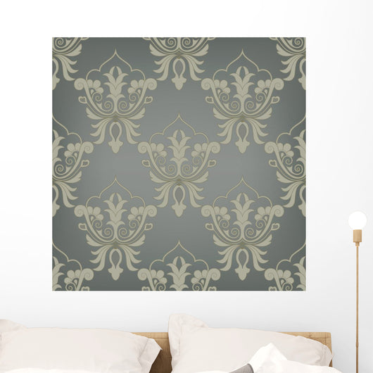 Seamless Dark Damask Pattern Wall Decal